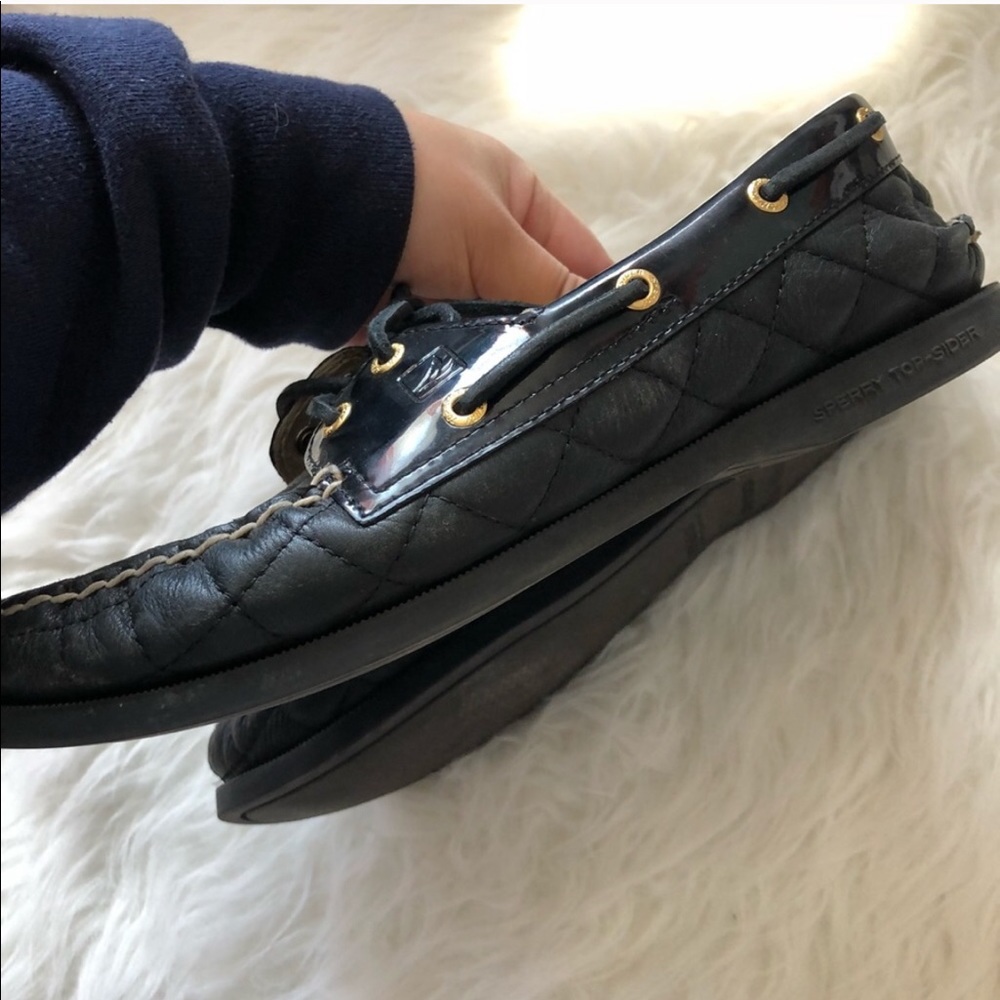 Black Sperry 9.5 Quilted Loafer Shoes flats boat loafers work shoes comfortable - Picture 3 of 8